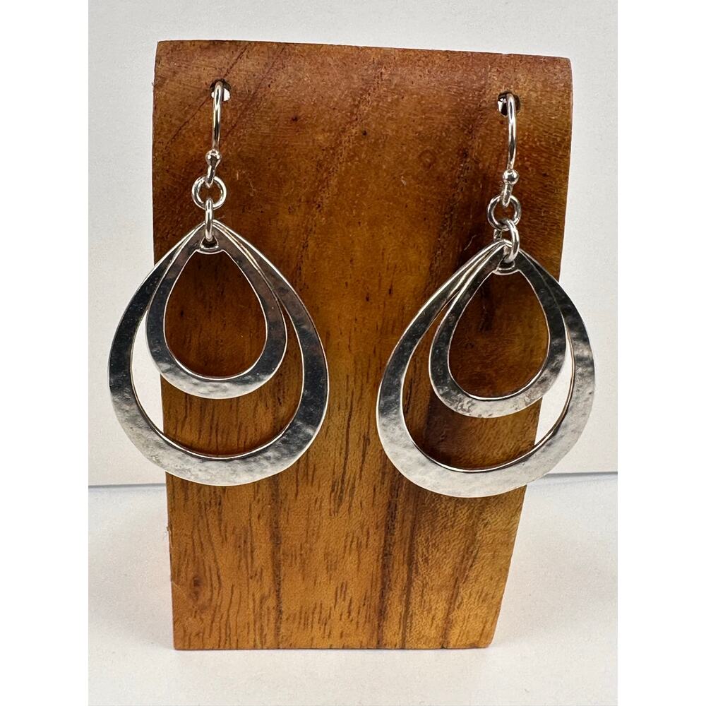 Silver Hammered Teardrop Earrings